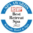 Award badge for Best Retreat Spa 2022 at Kinsale Hotel & Spa.