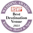 Award for Best Destination Venue 2021 at Kinsale Hotel & Spa, highlighting top wedding destination amenities.