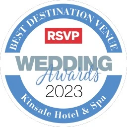 Wedding award badge for Kinsale Hotel, Best Destination Venue 2023, by RSVP.